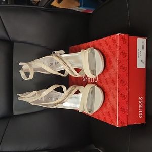 Guess White Patent Sandals